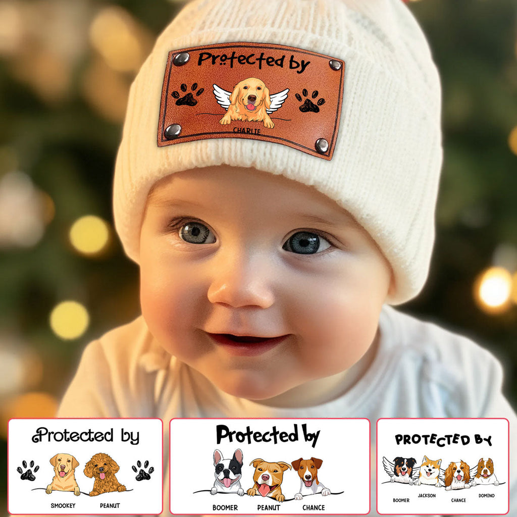 Custom Baby Beanie, Christmas Birthday Gift for Dog Lovers • Protected By Dog - Personalized Beanie