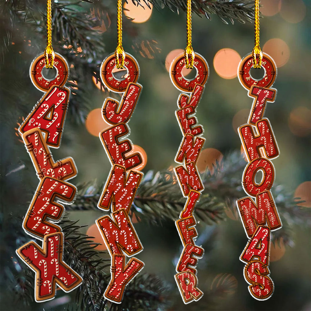 Custom Candy Cane Letter Christmas Ornament & Stocking Tag with Name • Santa Claus Letter - Personalized Acrylic Ornament