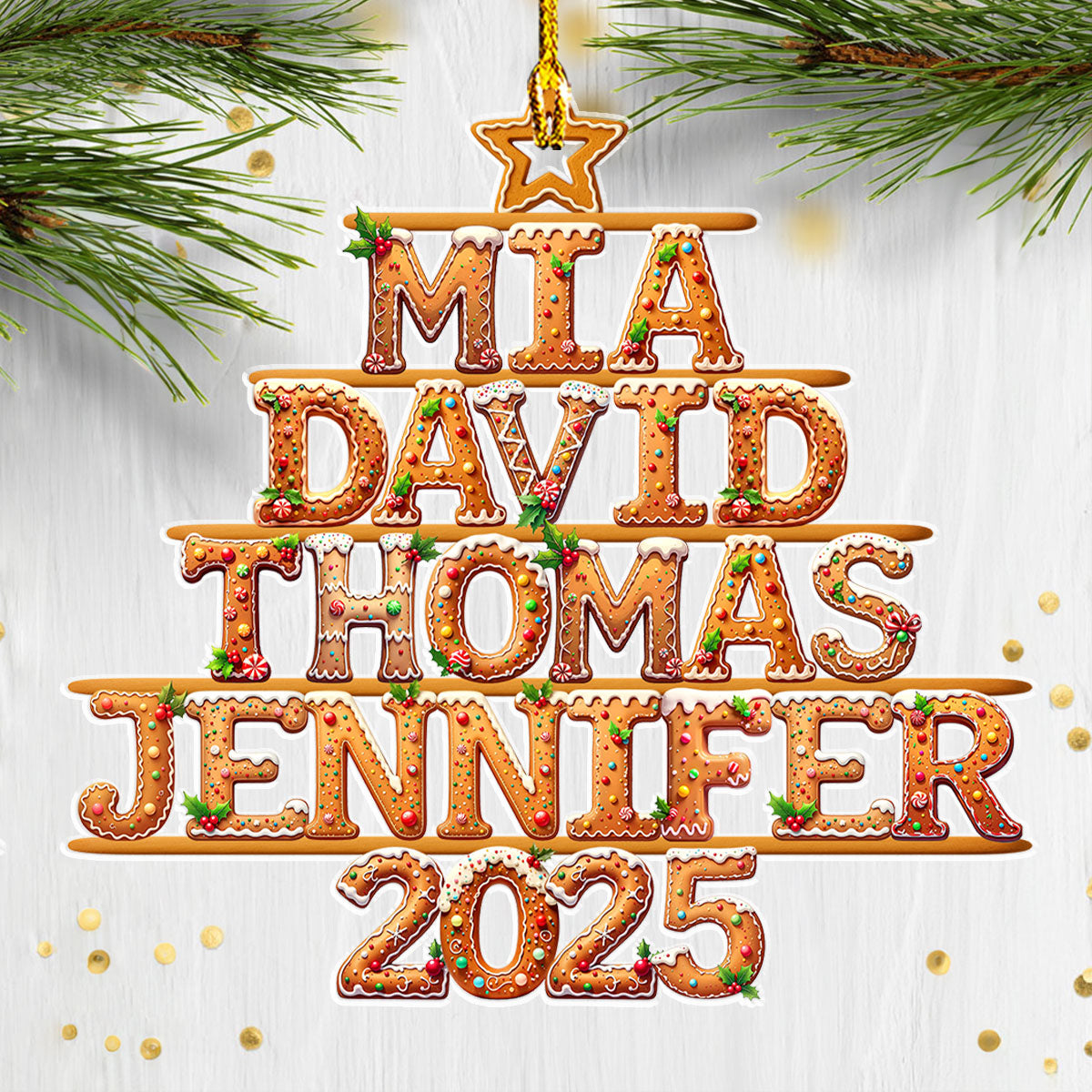 Custom Cookie Letter Christmas Ornament with Name • Cookie Letter Tree - Personalized Acrylic Ornament