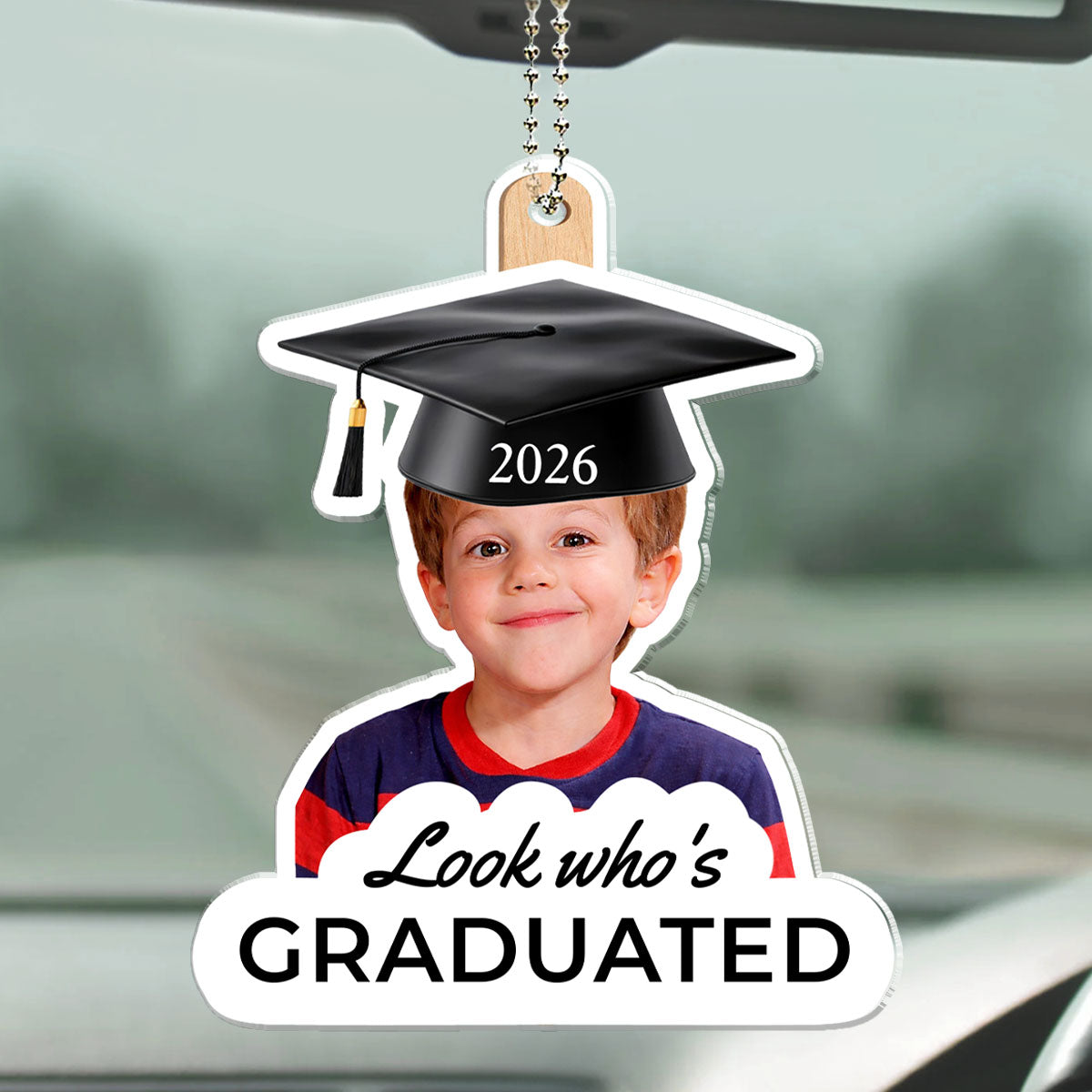 Childhood Photo Graduation Gift - Personalized Car Ornament