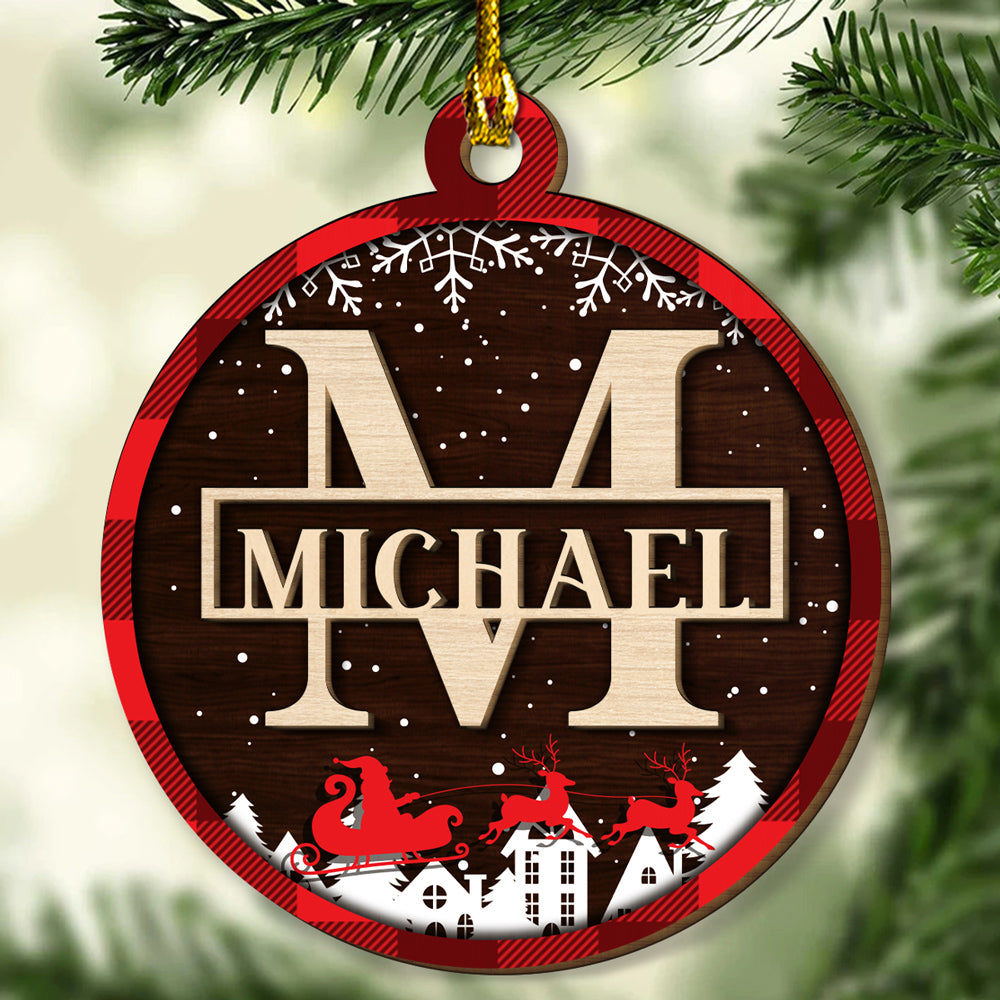Custom Family Ornament, Christmas Gift for Family Members •  Name Merry Christmas - Personalized 2-layered Wood Ornament