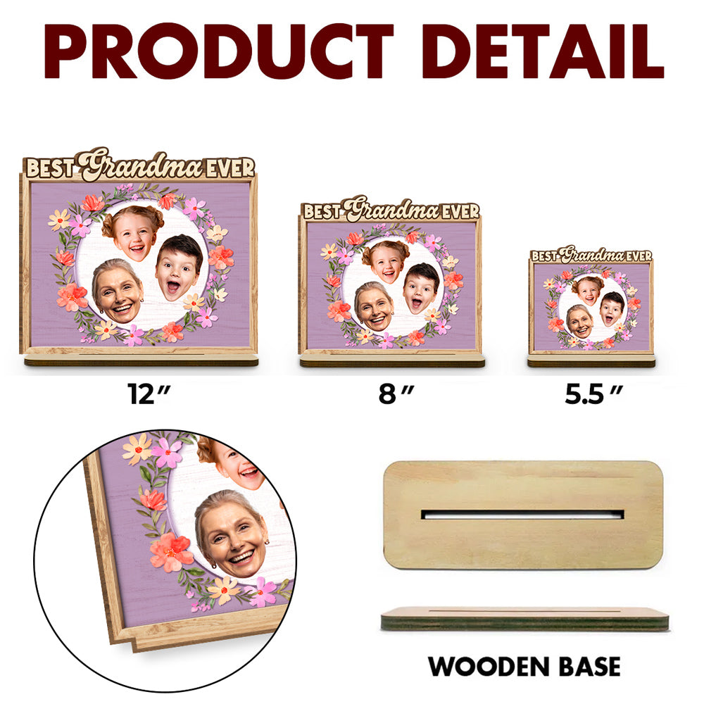 Custom Mother's Day Decor, Gift for Mom & Grandma • Love And Family - Personalized 2-Layer Wood Plaque With Flat Base
