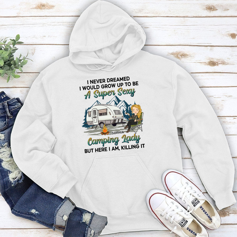 Custom Christmas & Birthday Keepsake Gift • Camping Lady 2 - Personalized Hoodie