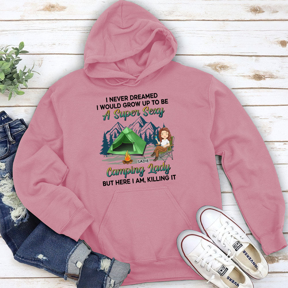 Custom Christmas & Birthday Keepsake Gift • Camping Lady 2 - Personalized Hoodie