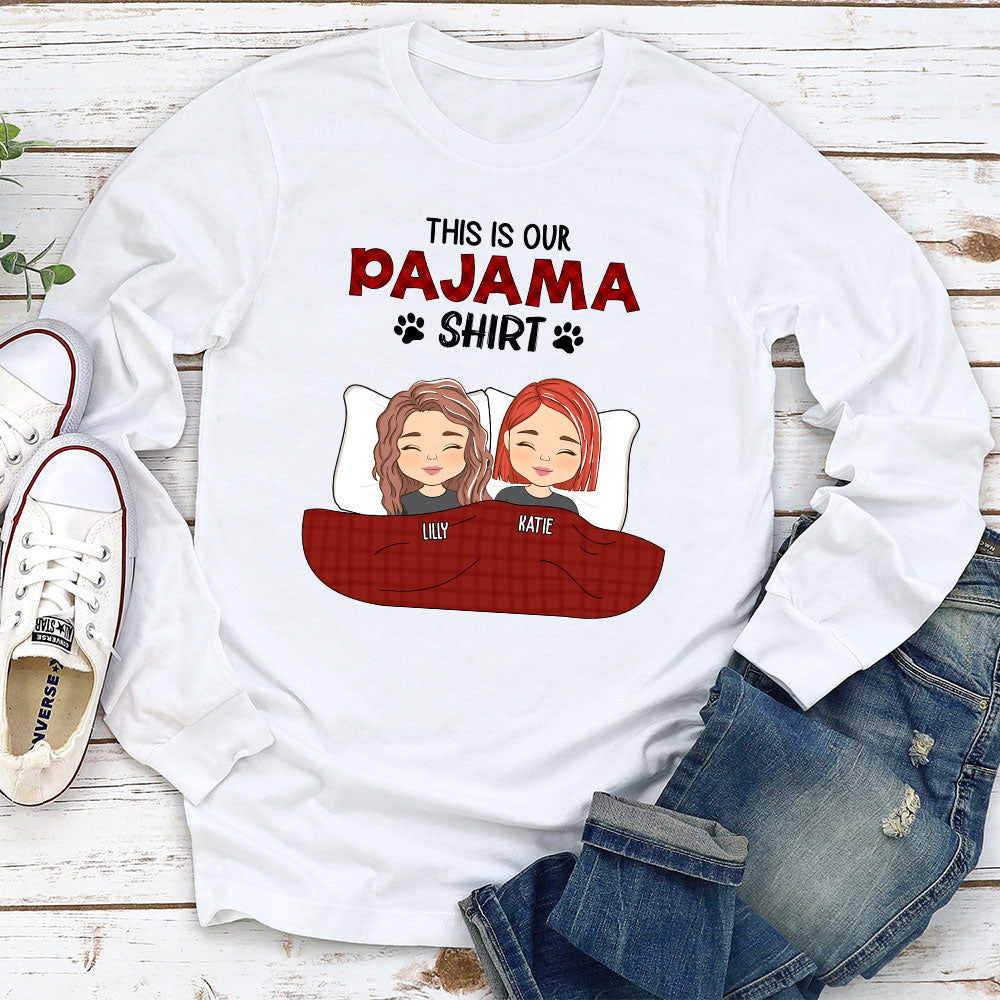 Custom Anniversary Keepsake Gifts For Couple • Couple Pajama Shirt - Personalized Long Sleeve T-shirt
