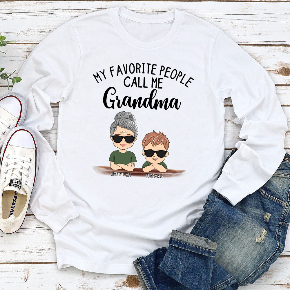 Custom Christmas & Birthday Keepsake Gift • My Favorite People Call Me Granny - Personalized Long Sleeve T-shirt