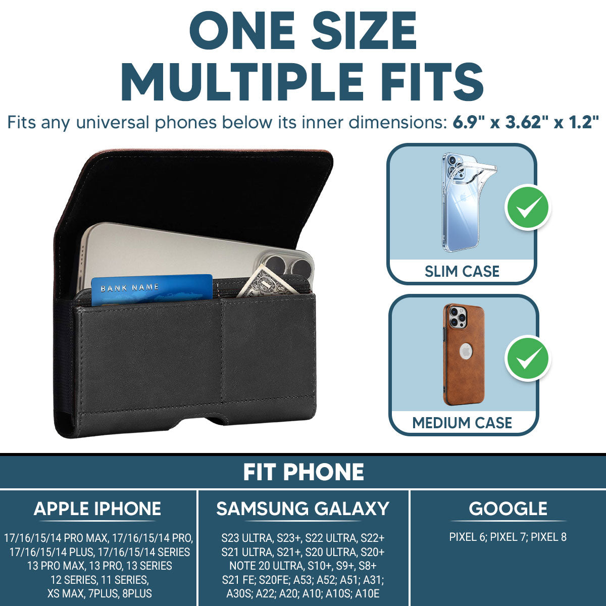 Best Dad - Personalized Leather Phone And Card Holster