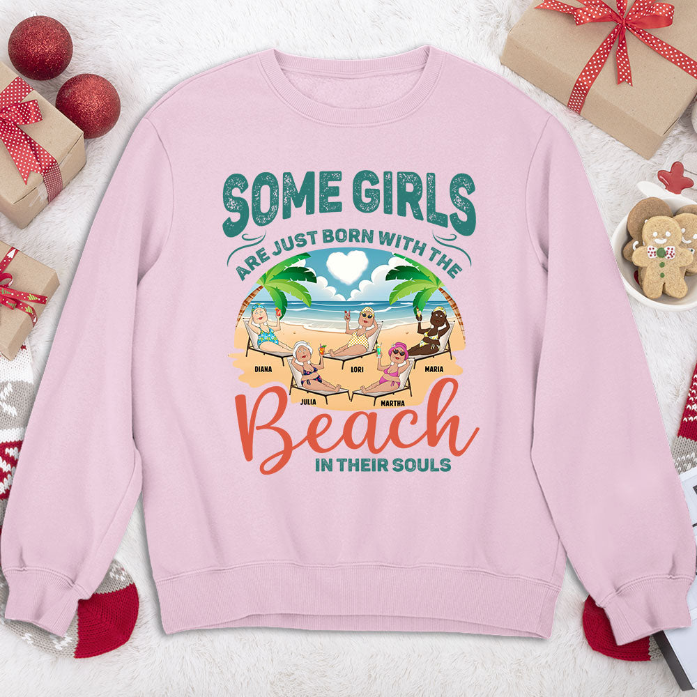 Custom Christmas & Birthday Keepsake Gift • Born With The Beach In Their Souls - Personalized Sweatshirt