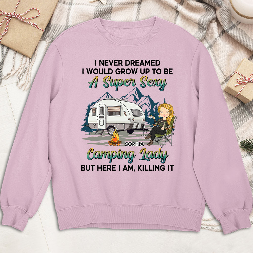 Custom Christmas & Birthday Keepsake Gift • Camping Lady 2 - Personalized Sweatshirt