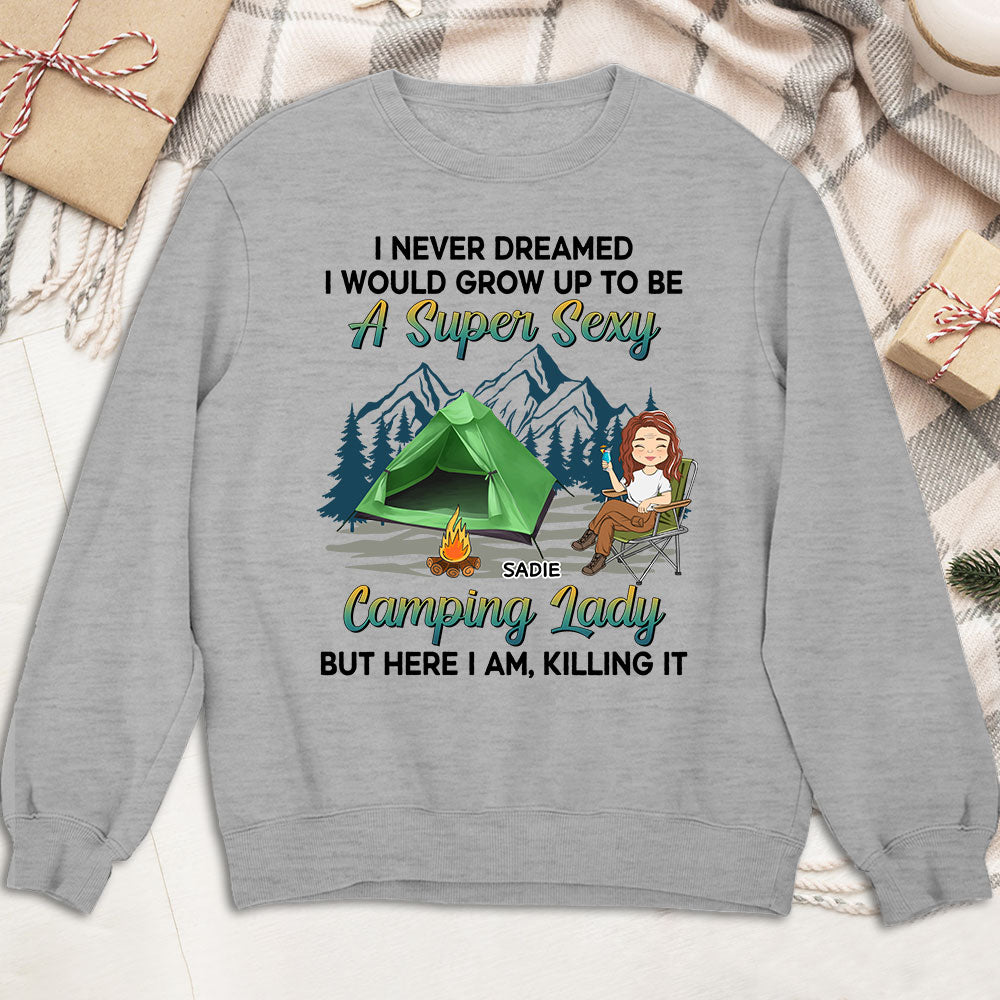 Custom Christmas & Birthday Keepsake Gift • Camping Lady 2 - Personalized Sweatshirt