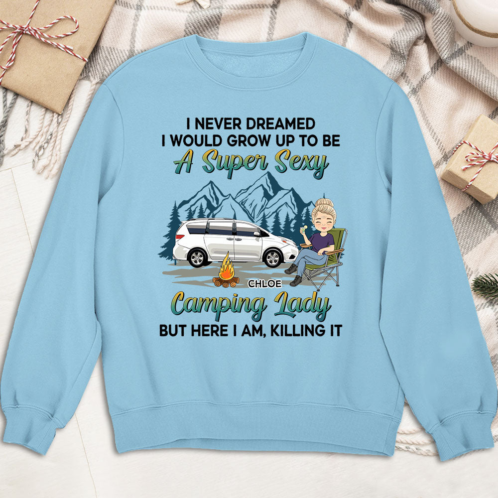 Custom Christmas & Birthday Keepsake Gift • Camping Lady 2 - Personalized Sweatshirt