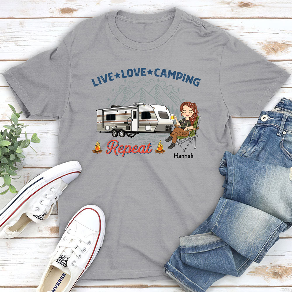 Custom Christmas & Birthday Keepsake Gift • Live Love Camping - Personalized Unisex T-shirt