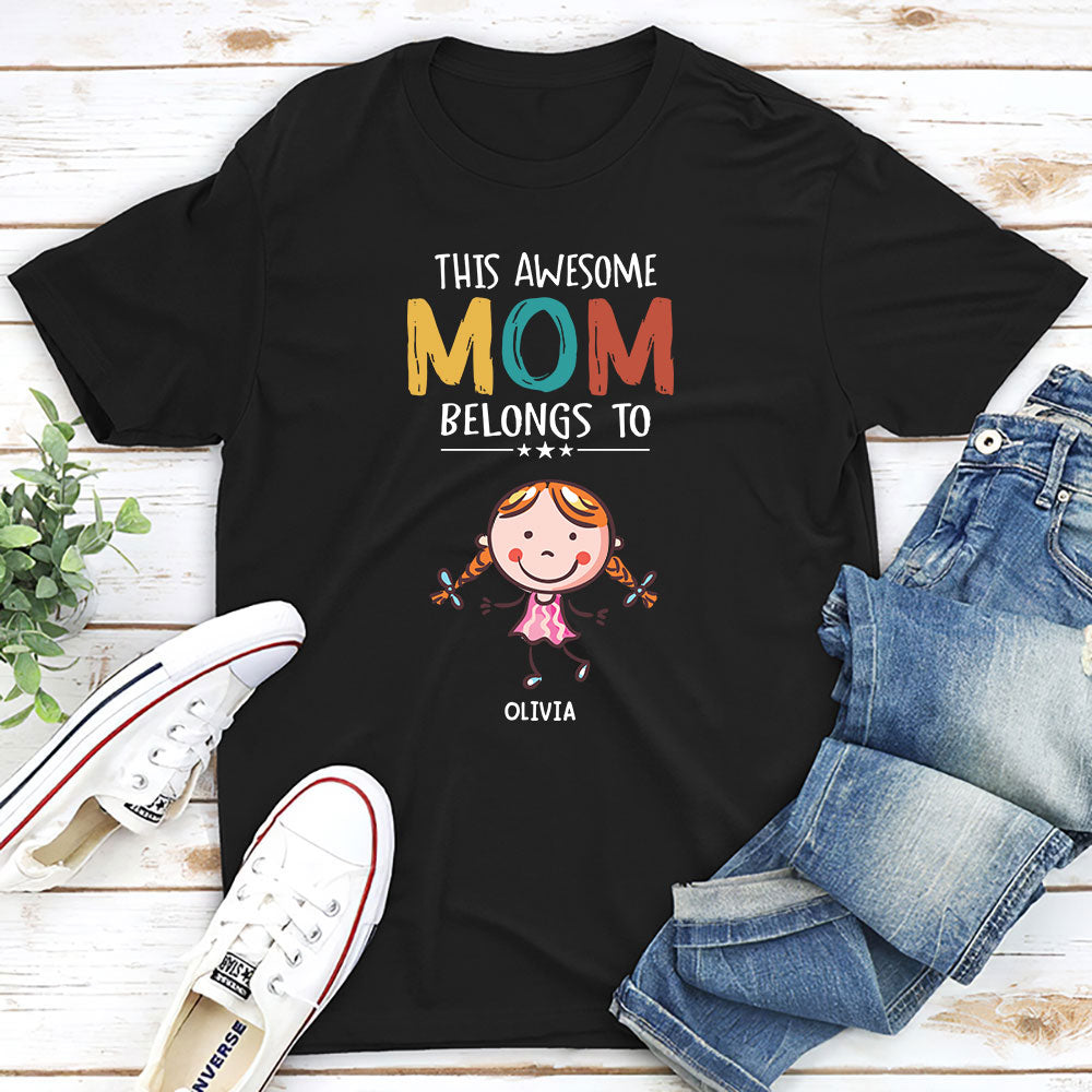 Custom Christmas & Birthday Gift for Mom, Grandma • This Awesome Mom Belongs To - Personalized Unisex T-shirt