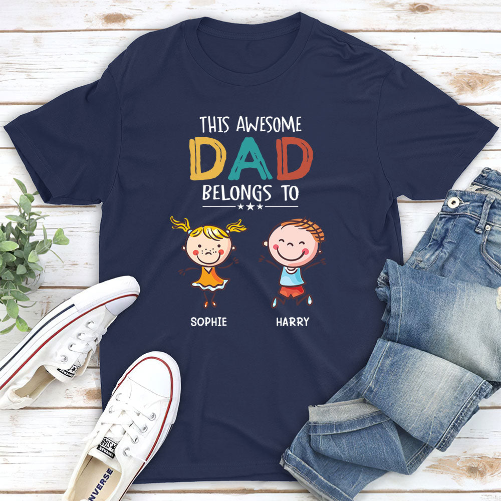 Custom Christmas & Birthday Gift for Dad, Grandpa • This Awesome Daddy Belongs To - Personalized Shirt