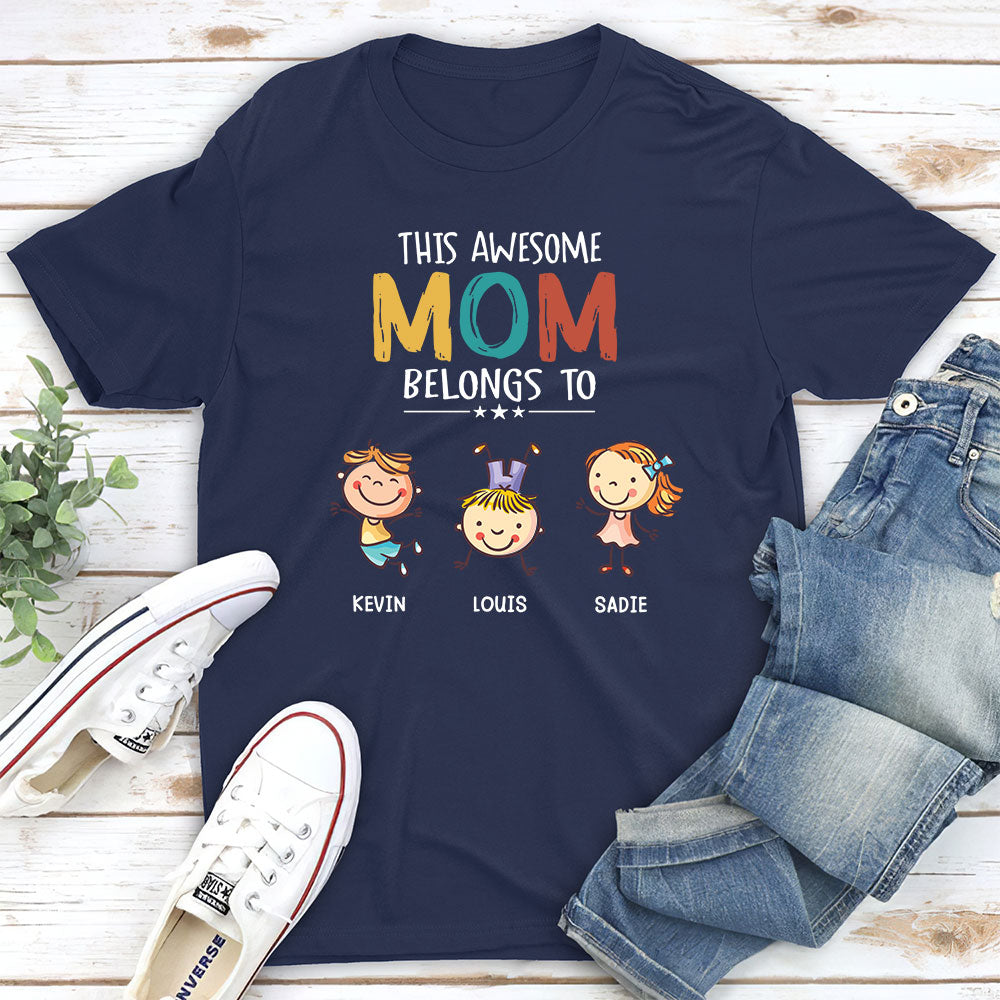 Custom Christmas & Birthday Gift for Mom, Grandma • This Awesome Mom Belongs To - Personalized Unisex T-shirt