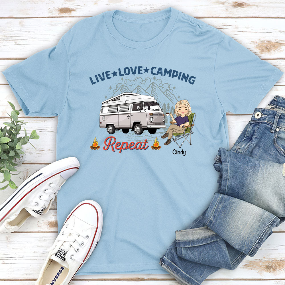 Custom Christmas & Birthday Keepsake Gift • Live Love Camping - Personalized Unisex T-shirt