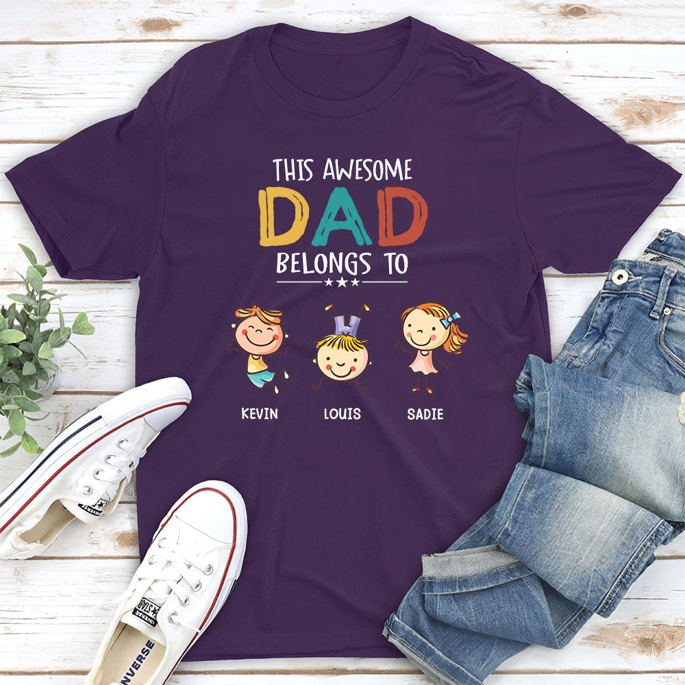 Custom Christmas & Birthday Gift for Dad, Grandpa • This Awesome Daddy Belongs To - Personalized Shirt