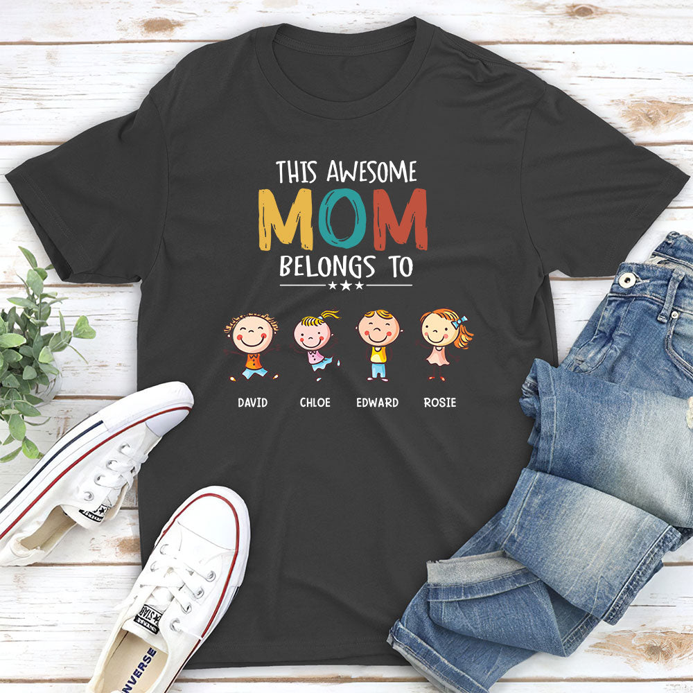 Custom Christmas & Birthday Gift for Mom, Grandma • This Awesome Mom Belongs To - Personalized Unisex T-shirt