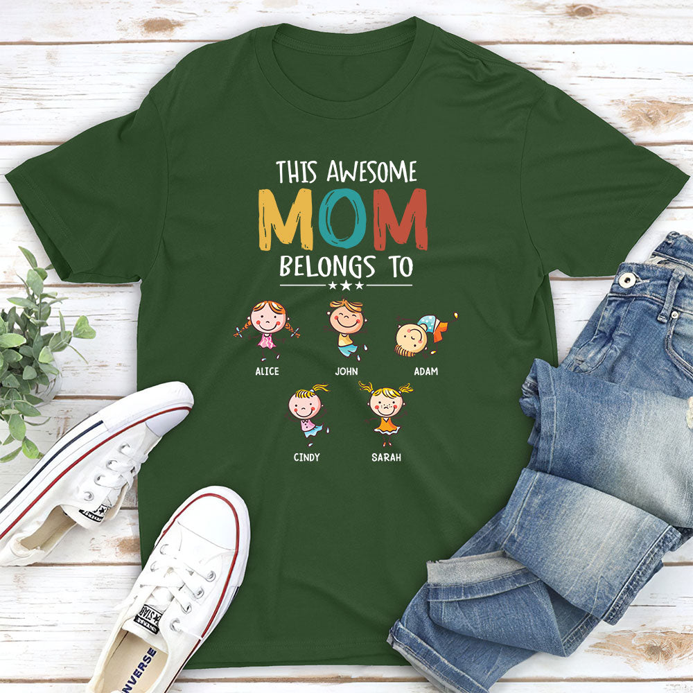 Custom Christmas & Birthday Gift for Mom, Grandma • This Awesome Mom Belongs To - Personalized Unisex T-shirt