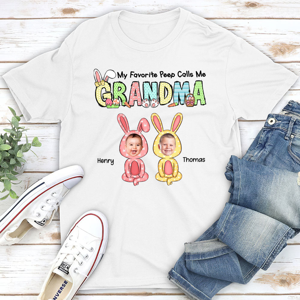 Custom Photo Christmas & Birthday Gift for Grandma • My Favorite Peeps Call Me Grandma - Personalized Unisex T-shirt