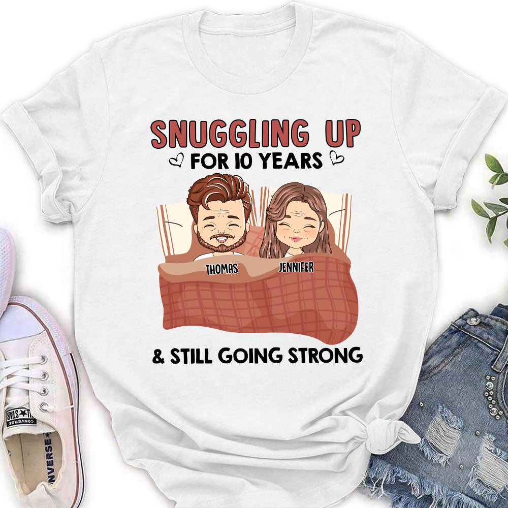 Custom Anniversary Keepsake Gifts For Couple • Snuggling Up - Personalized Women's T-shirt