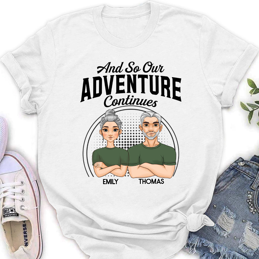 Custom Christmas Anniversary Keepsake Gifts For Wife • Adventure Continues - Personalized Women's T-shirt