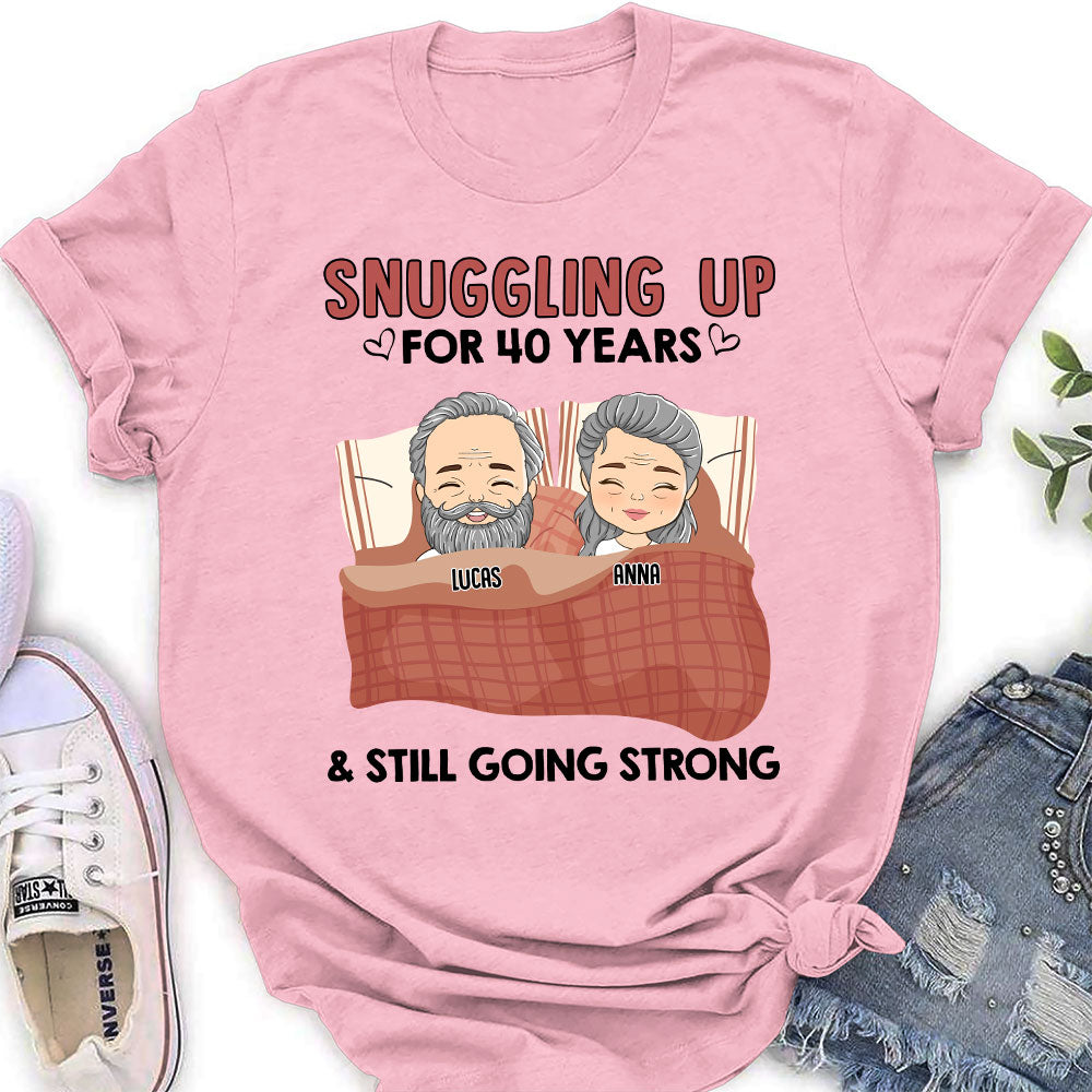 Custom Anniversary Keepsake Gifts For Couple • Snuggling Up - Personalized Women's T-shirt