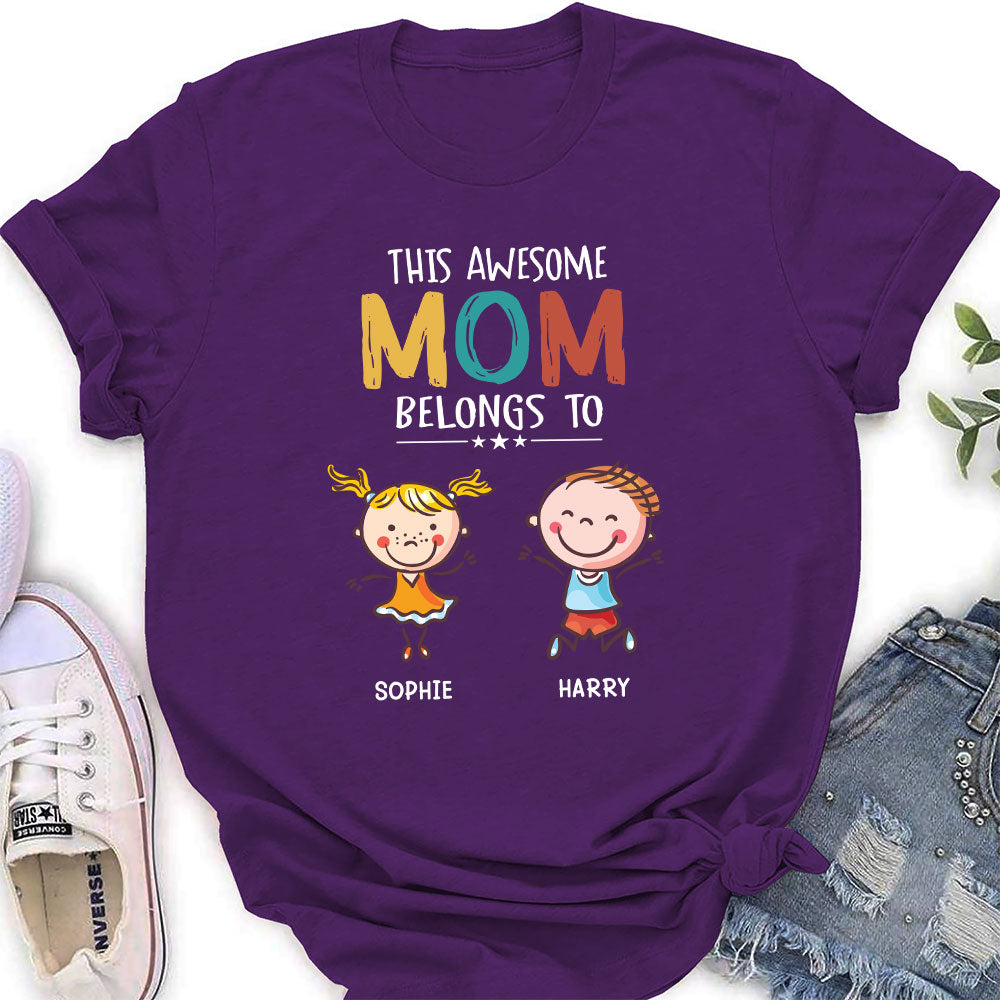 Custom Christmas & Birthday Gift for Mom, Grandma • This Awesome Mom Belongs To - Personalized Women's T-shirt