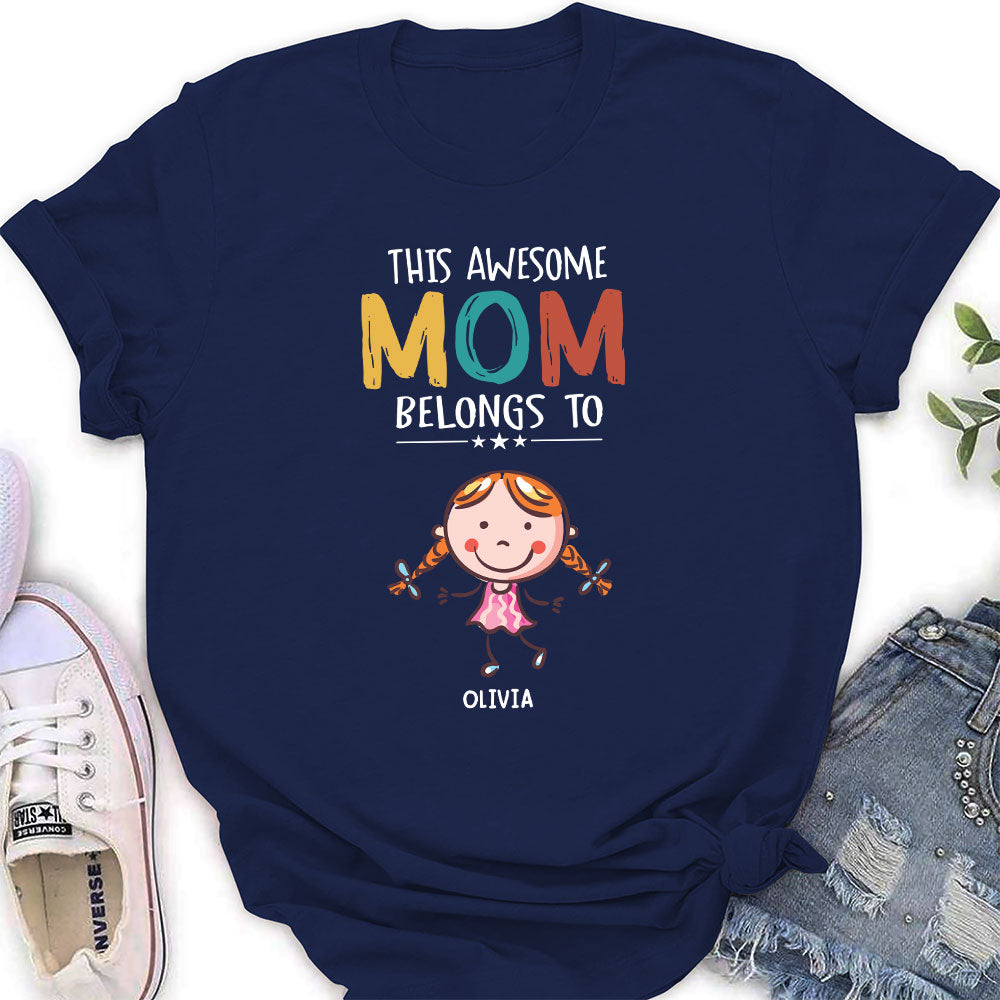 Custom Christmas & Birthday Gift for Mom, Grandma • This Awesome Mom Belongs To - Personalized Women's T-shirt