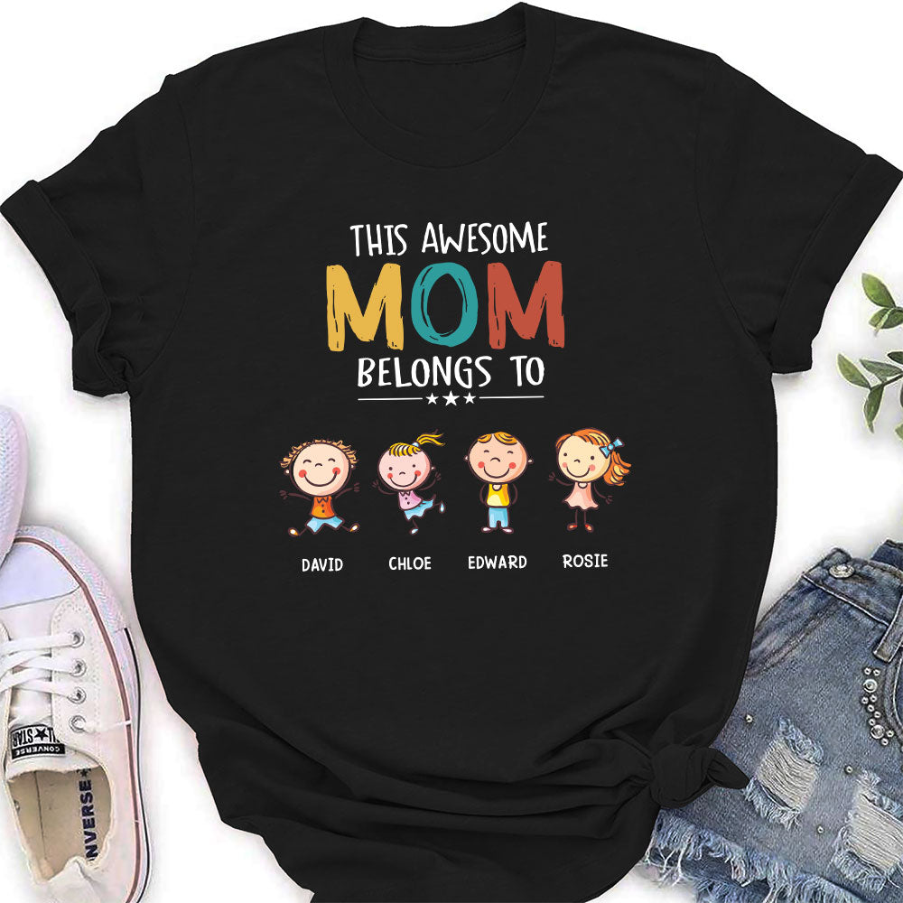 Custom Christmas & Birthday Gift for Mom, Grandma • This Awesome Mom Belongs To - Personalized Women's T-shirt