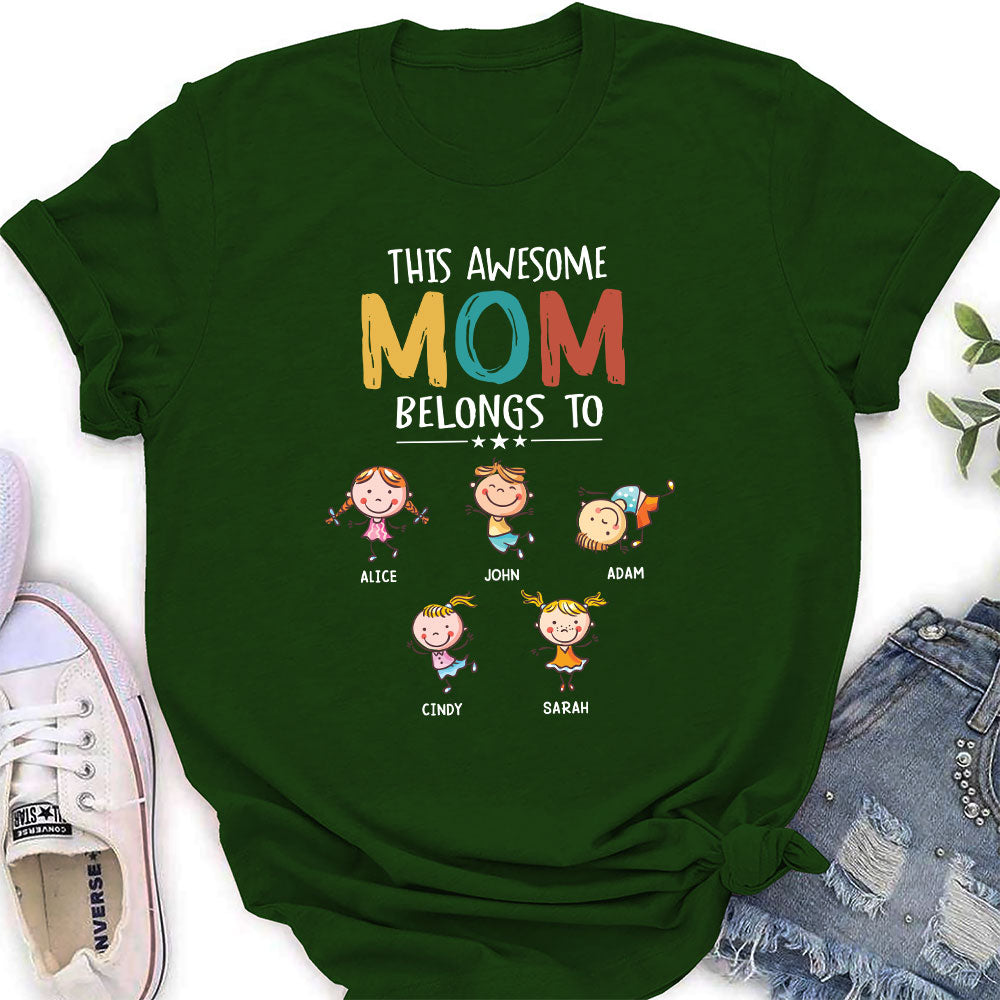 Custom Christmas & Birthday Gift for Mom, Grandma • This Awesome Mom Belongs To - Personalized Women's T-shirt