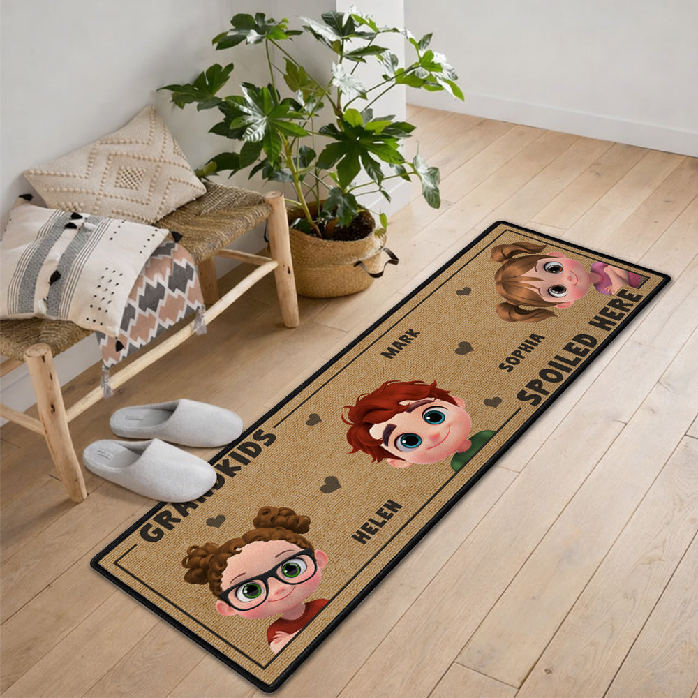 Custom Family Name Rug, Housewarming Birthday Gift For Grandma Grandparents • Life Is Better With Grandkids - Personalized Runner Rug