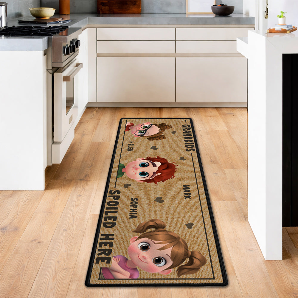 Custom Family Name Rug, Housewarming Birthday Gift For Grandma Grandparents • Life Is Better With Grandkids - Personalized Runner Rug