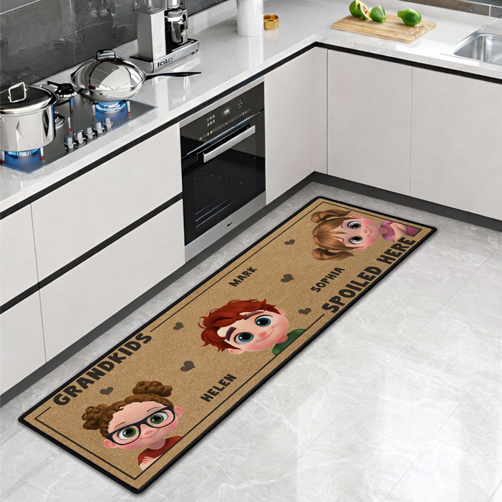 Custom Family Name Rug, Housewarming Birthday Gift For Grandma Grandparents • Life Is Better With Grandkids - Personalized Runner Rug