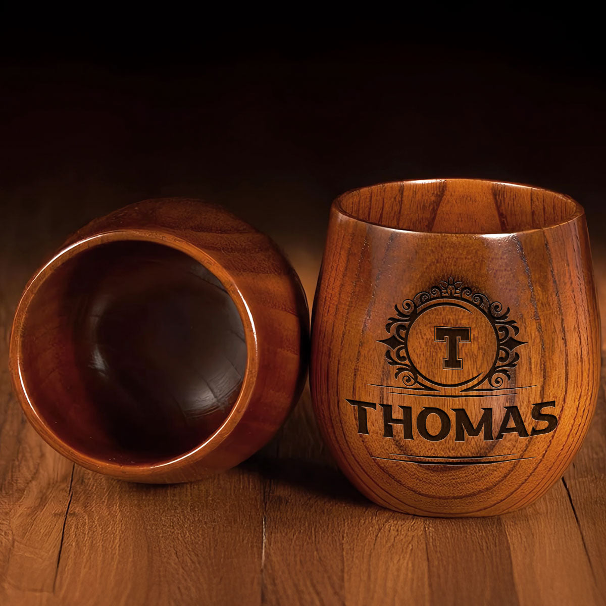 Legend, Husband, Dad, Grandpa - Personalized Engraved Wooden Whiskey Glass