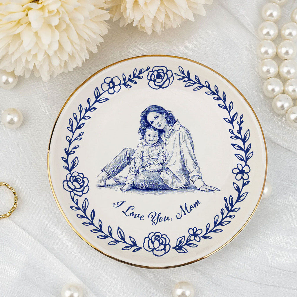 Custom Photo Bestie Trinket Dish, Birthday Christmas Gift For Best Friend • I Love You - Personalized Jewelry Dish