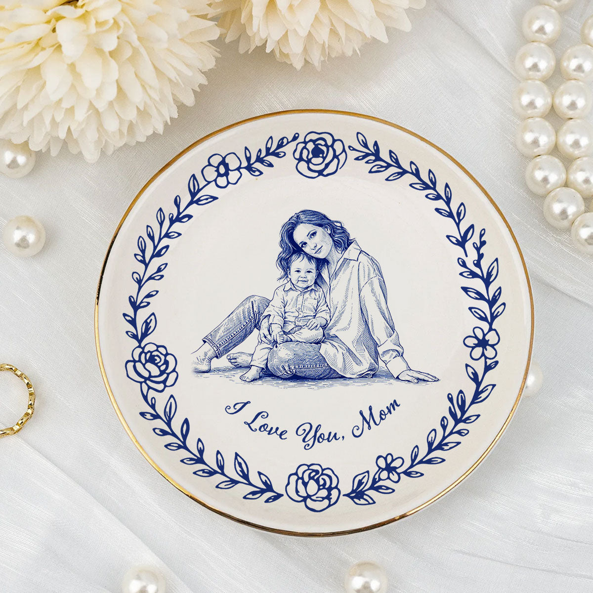 Custom Photo Bestie Trinket Dish, Birthday Christmas Gift For Best Friend • I Love You - Personalized Jewelry Dish