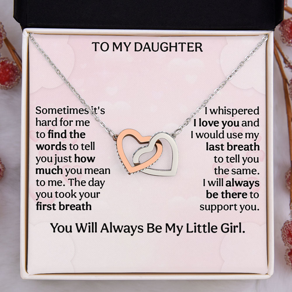 Hard To Find Words To Say - Personalized Interlocking Heart Necklace