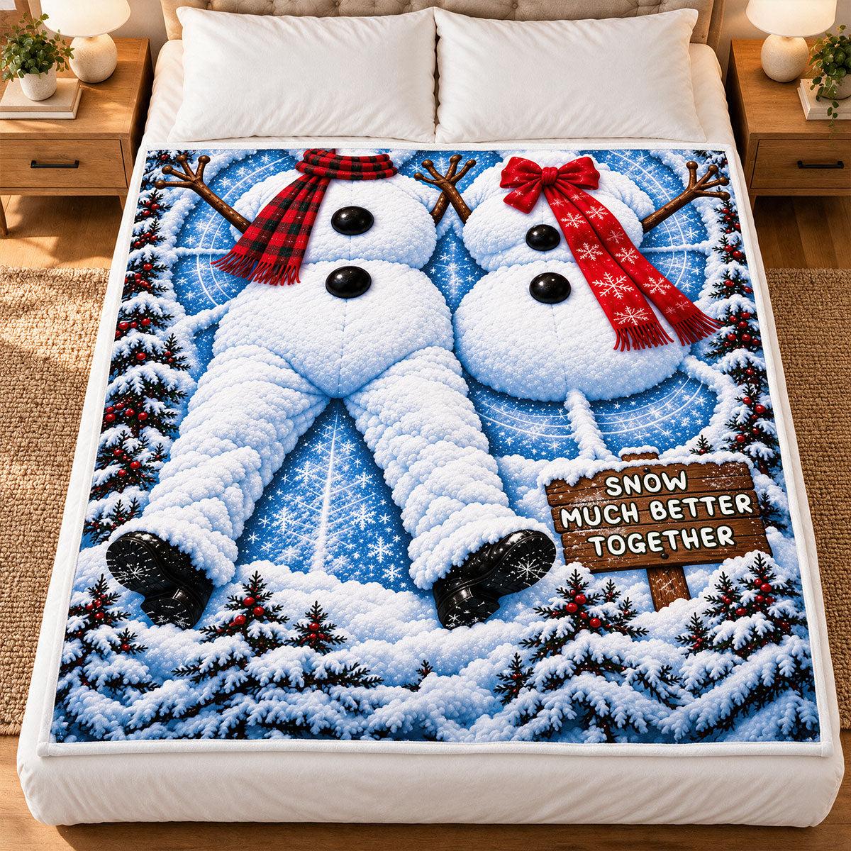 Snowman Couple - Fleece Blanket