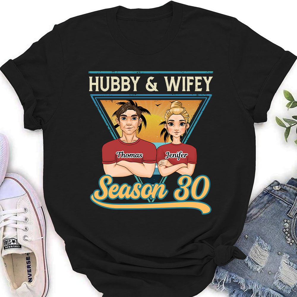 Custom Christmas Anniversary Keepsake Gifts For Wife • Hubby And Wifey Season - Personalized Women's T-shirt