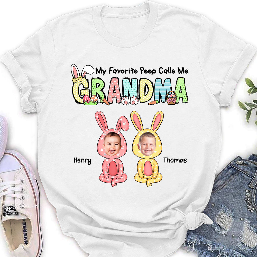 Custom Photo Christmas & Birthday Gift for Grandma • My Favorite Peeps Call Me Grandma - Personalized Women's T-shirt