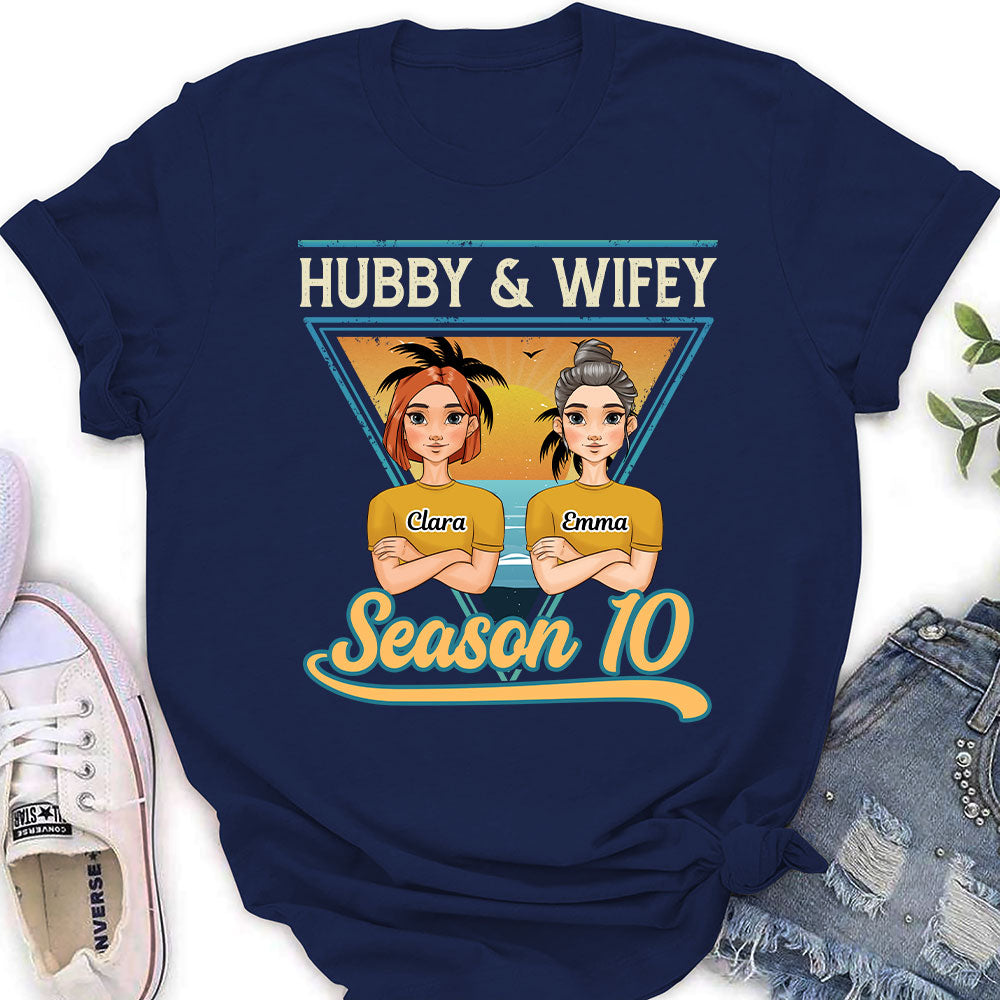 Custom Christmas Anniversary Keepsake Gifts For Wife • Hubby And Wifey Season - Personalized Women's T-shirt