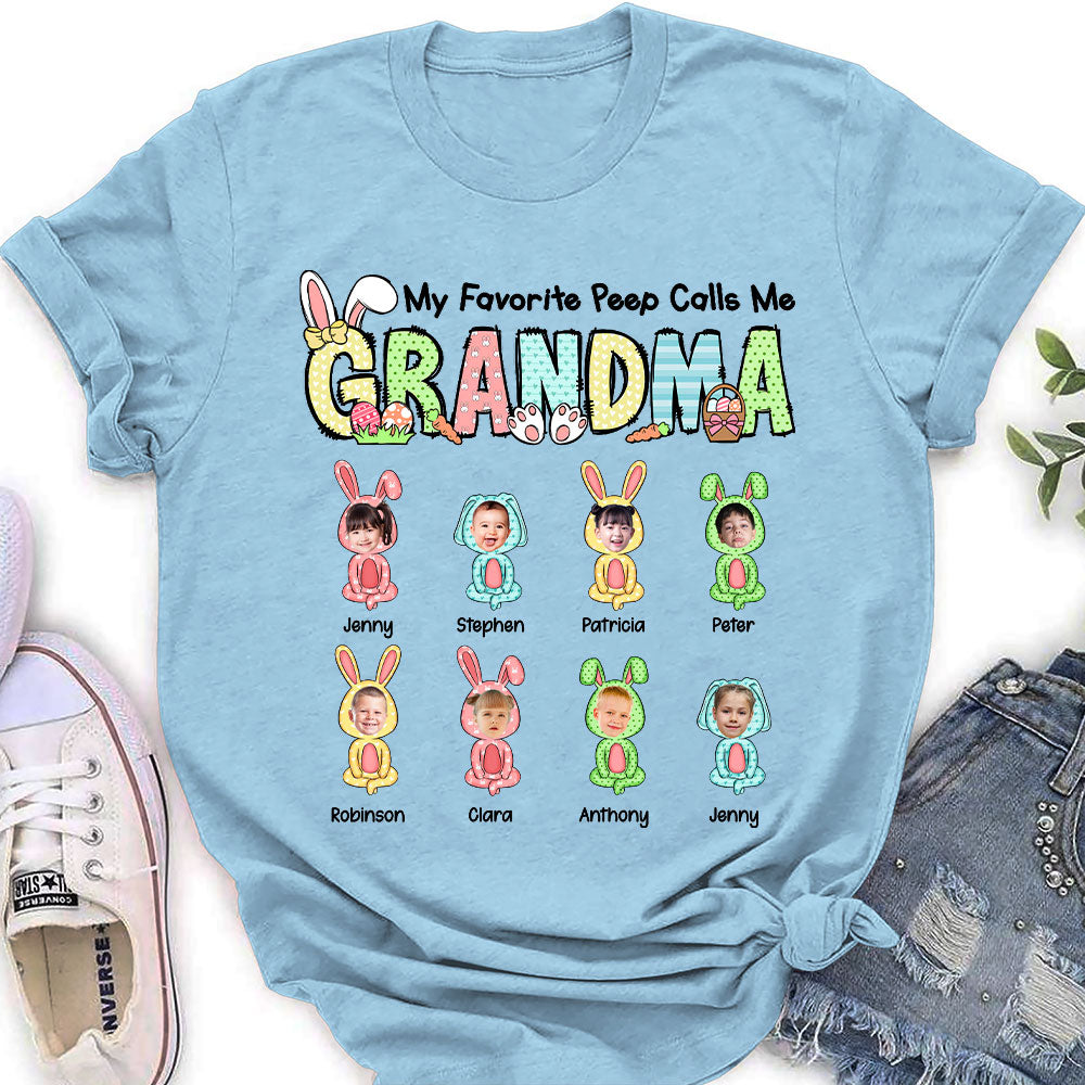 Custom Photo Christmas & Birthday Gift for Grandma • My Favorite Peeps Call Me Grandma - Personalized Women's T-shirt