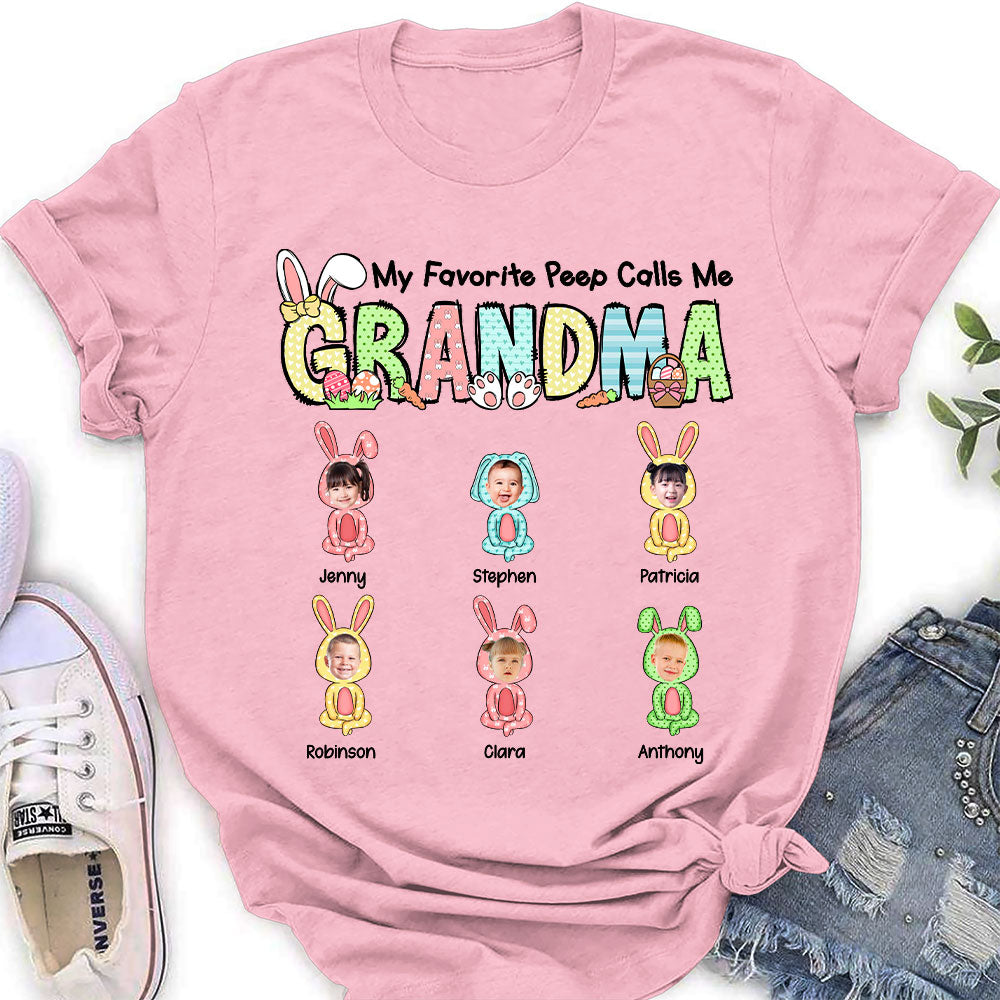 Custom Photo Christmas & Birthday Gift for Grandma • My Favorite Peeps Call Me Grandma - Personalized Women's T-shirt