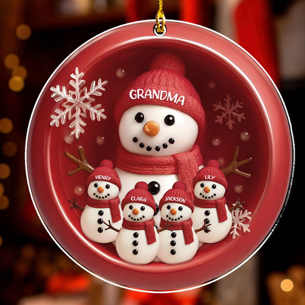 Custom Family Ornament, Christmas Gift for Family Members •  Our Snowman Grandma - Personalized Acrylic Ornament