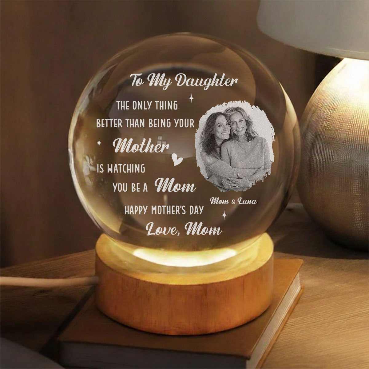 The Only Thing Better - Personalized Crystal Globe Lamp