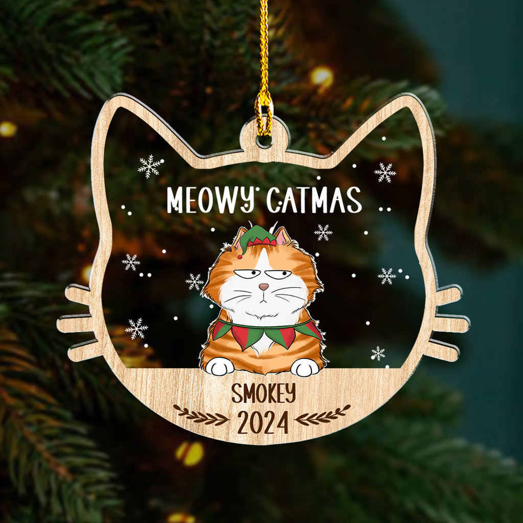 Custom Keepsake Christmas Ornament •  Lovely Meowy Catmas - Personalized Acrylic Ornament