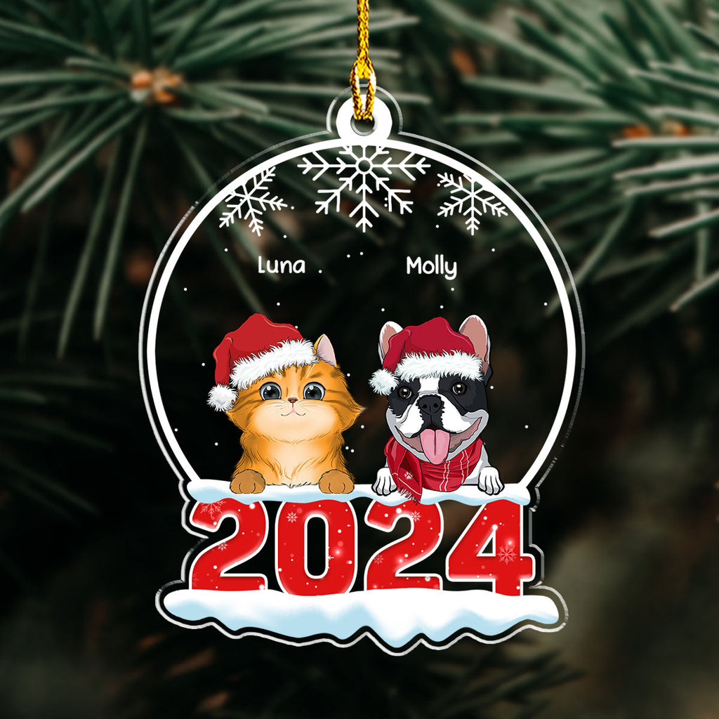 Custom Keepsake Christmas Ornament •  Pet Snow Globe - Personalized Acrylic Ornament