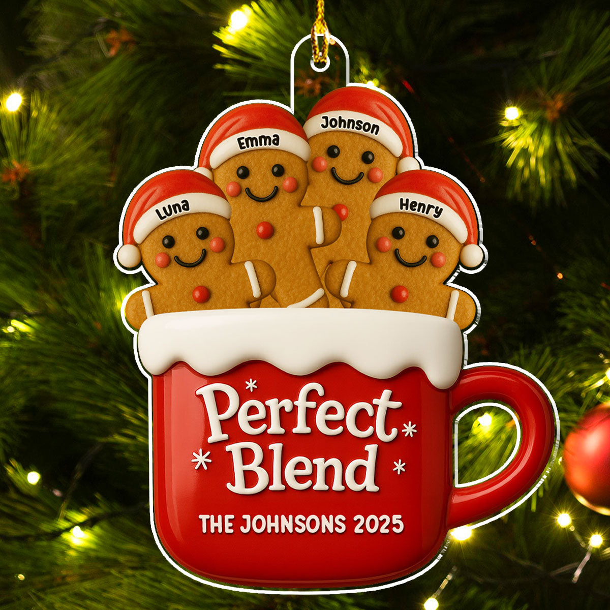 Custom Family Ornament, Christmas Gift for Family Members •  A Perfect Blend - Personalized Acrylic Ornament