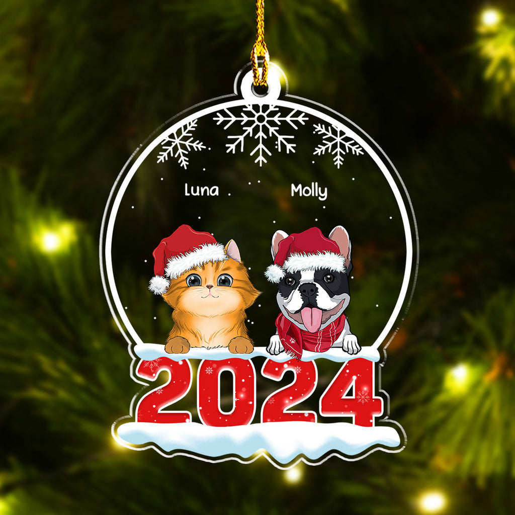 Custom Keepsake Christmas Ornament •  Pet Snow Globe - Personalized Acrylic Ornament